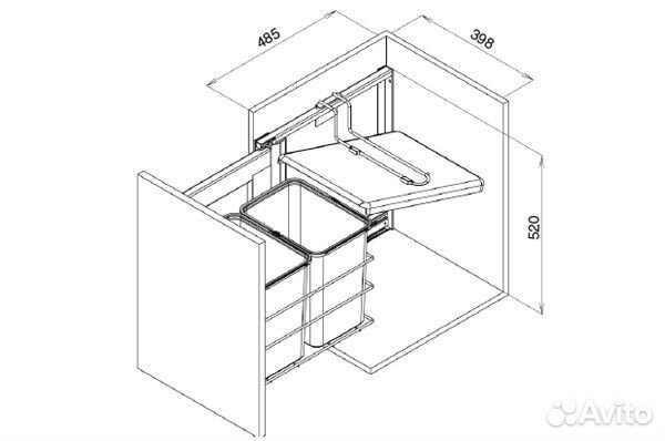 Ведро для мусора, в стол шириной от 45 см