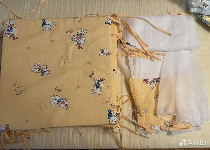 Балдахин и бортики новые на кроватку детскую