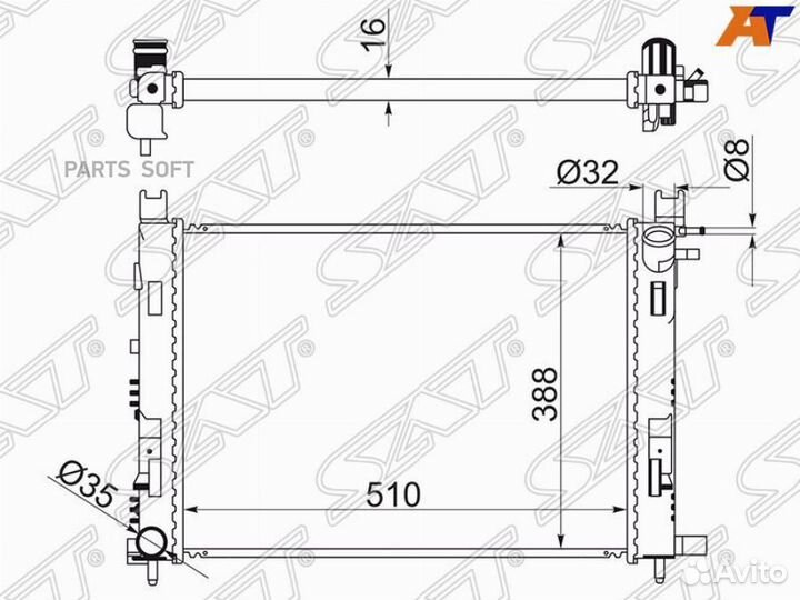 Радиатор Nissan Terrano 14-22 / Renault Arkana 18- / Duster 10-21 / Kaptur 16-20 / Logan 14- / Dacia