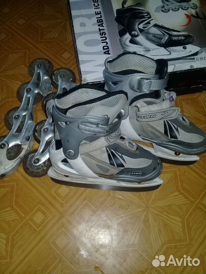 Роликовые коньки/коньки зимн. трансформеры раздвиж