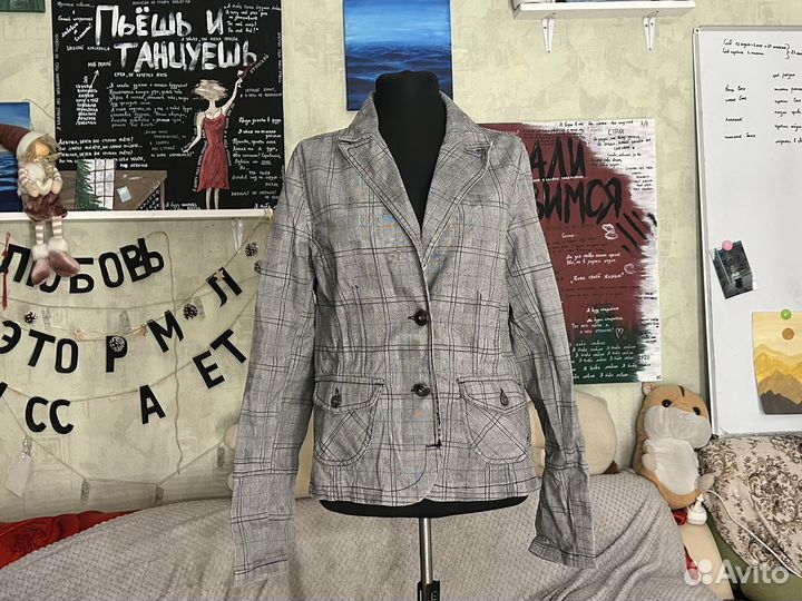 Пиджак жакет женский серый винтаж M okay