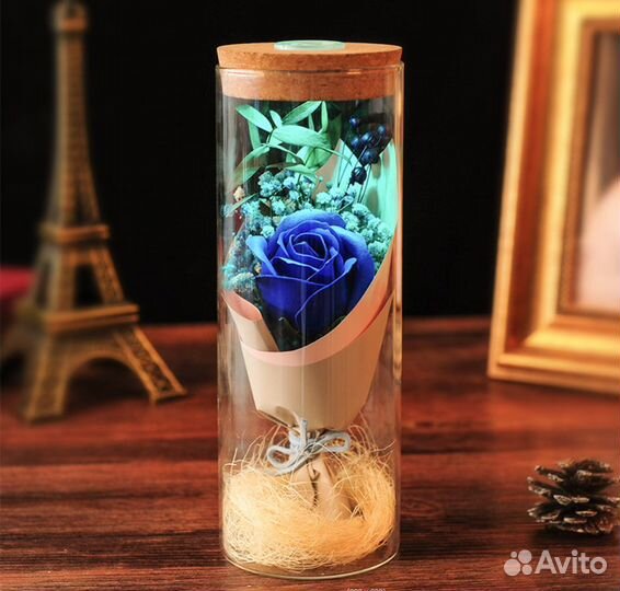 Роза в колбе, ночник, подарок, букет