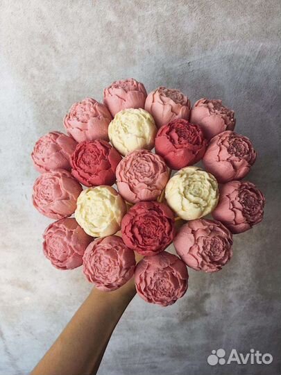 Шоколадные розы пионы съедобный букет