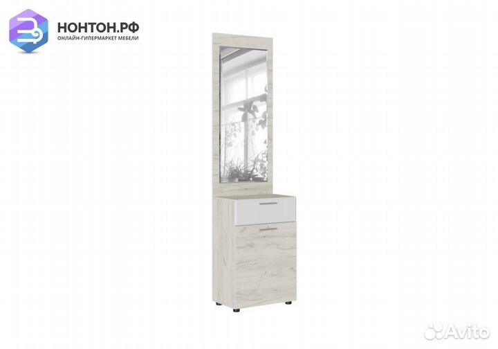 Тумба с зеркалом Сафари дуб крафт белый / белый со