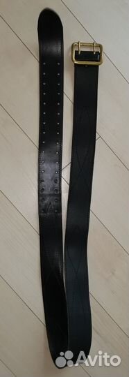 Черный офицерский кожаный двойной ремень