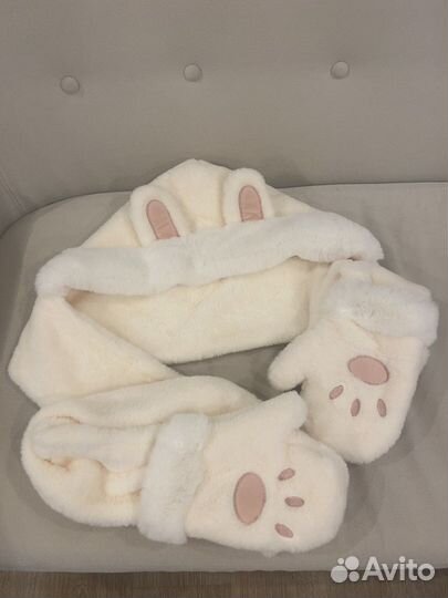 Плюшевая шапка шарф