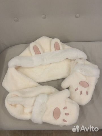 Плюшевая шапка шарф