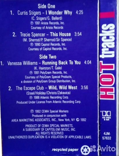 Аудиокассета 4JM-57632 Various Hot Tracks 1