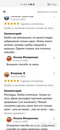 Свежие грибы