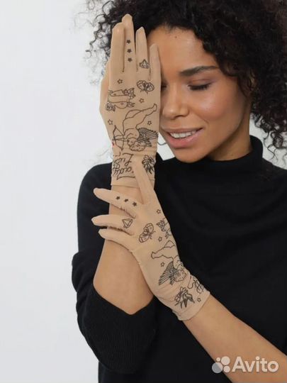 Перчатки с эффектом татуировки новые
