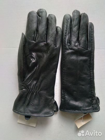 Перчатки женские кожаные на флисе