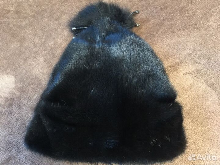 Шапка норковая женская черная