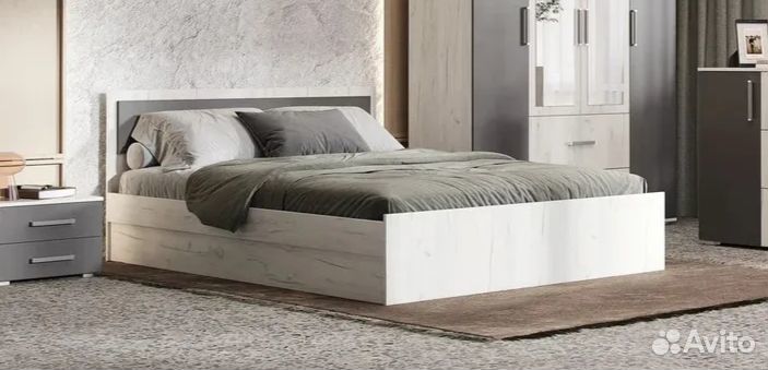 Кровать Фиеста дуб крафт белый 160х200