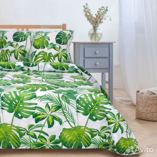 Постельное бельё 'Этель' 2 сп., Монстера, размер 1