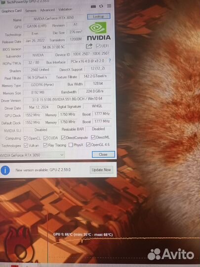 Видеокарта RTX 3050 /8gb /Palit Dual