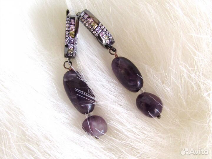 Серьги с Аметистами и Топазами