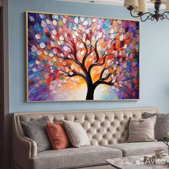 Текстурная картина маслом Дерево Интерьерная