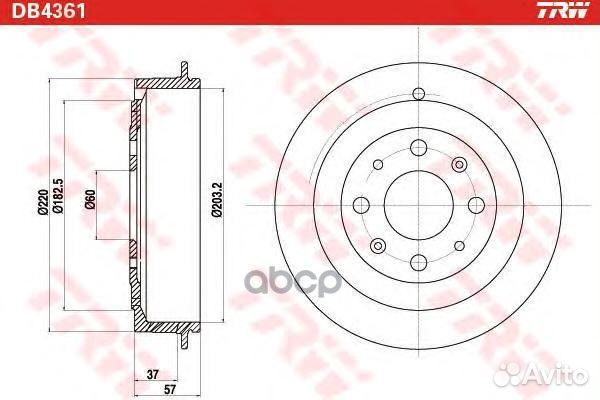 Барабан тормозной TRW DB4361 DB4361 TRW