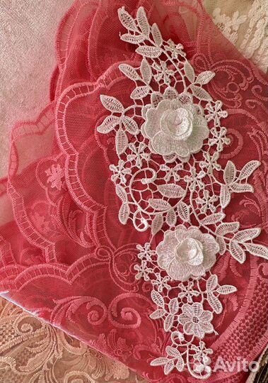 Кружевной декор белый аппликация цветы нашивка