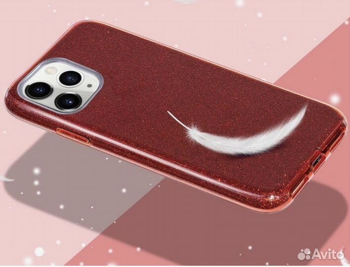 Чехол c блестками для Apple iPhone 11 Pro, Красный
