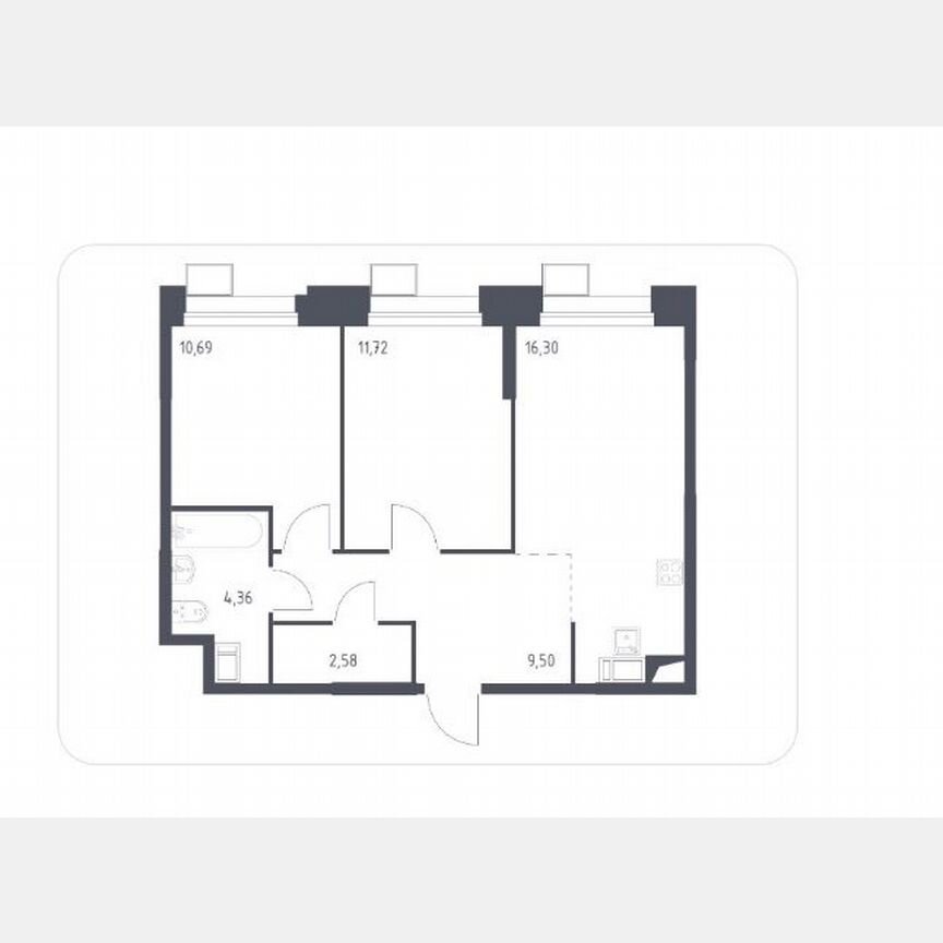 2-к. апартаменты, 55,1 м², 8/23 эт.