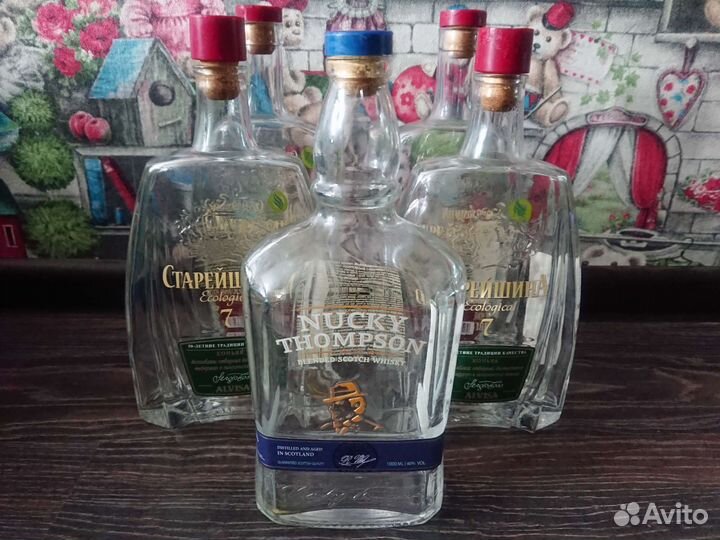 Бутылки из под виски, коньяка