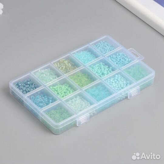 2 шт. Бисер стекло 6/0, 8/0, 12/0 в шкатулке 'Зелё