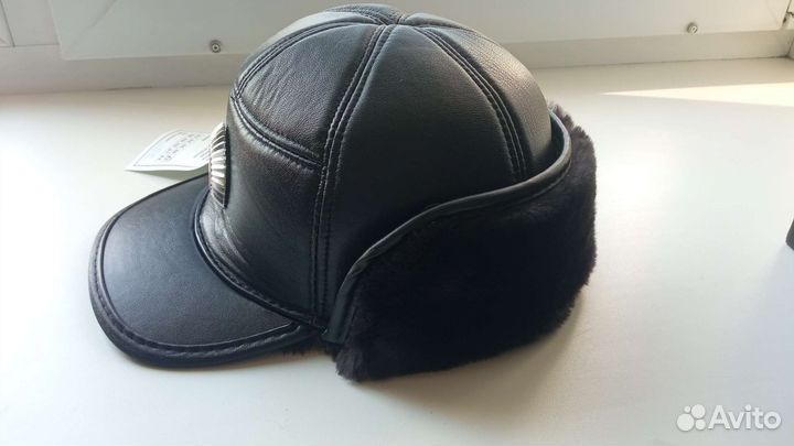 Шапка зимняя кожаная ржд