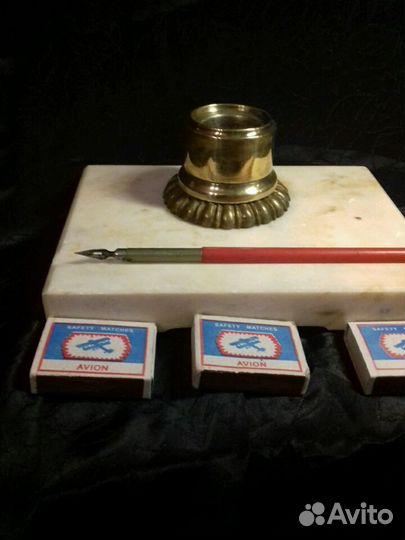 Чернильный прибор латунь, бронза, мрамор СССР