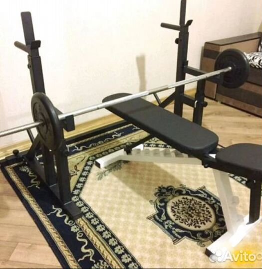 Скамья +стойки и штанга