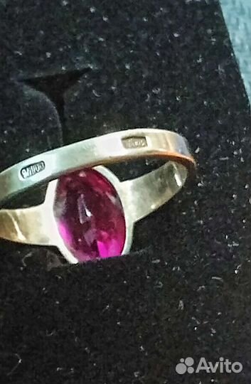 Кольцо рубин серебро СССР 875 проба винтаж