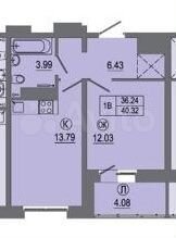 1-к. квартира, 40,3 м², 4/11 эт.