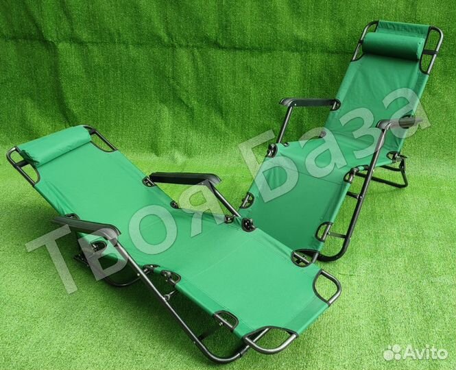 Кресло Шезлонг раскладушка зеленая