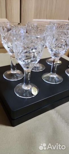 Хрустальные резные рюмки Акация СССР