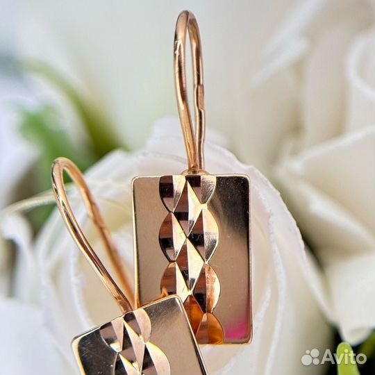 Золотые серьги пластины 585 золото новое