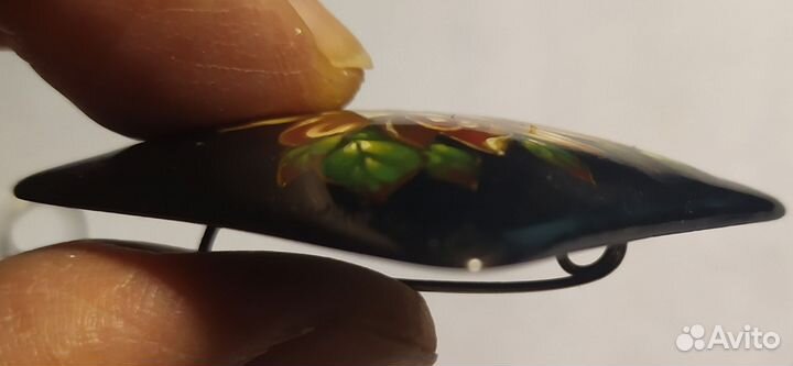 Брошь и серьги лаковая миниатюра