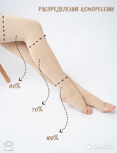 Чулки компрессионные, 1 класс компрессии, 2 шт