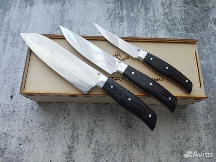 Набор кухонных ножей с подставкой, х12мф кованая