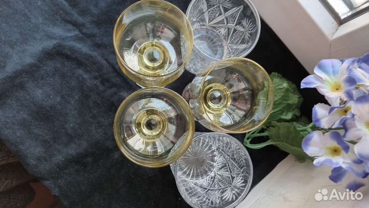 Бокал.Желтое стекло.ссср.Стакан хрусталь.ссср