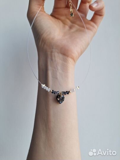 Чокер колье невидимка с кристаллом Сваровски