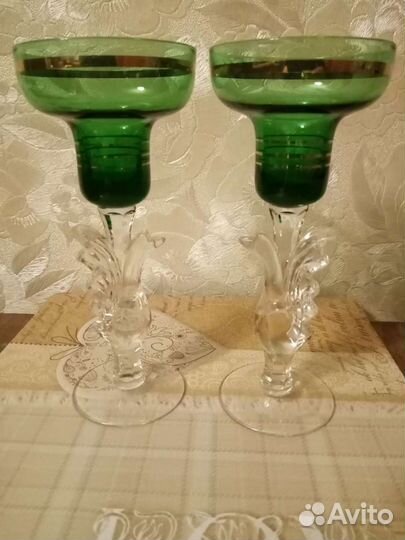 Подсвечники хрустальные и пепельница