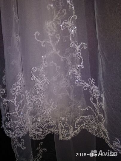 Фата с вышивкой длинная двойная