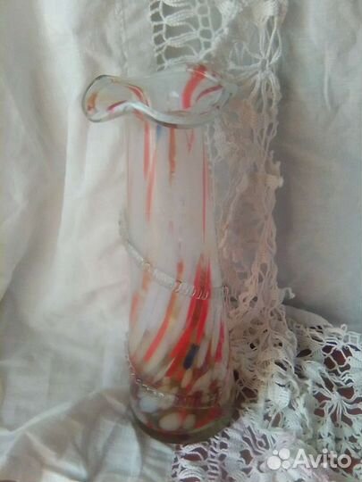 Ваза гутное цветное стекло СССР