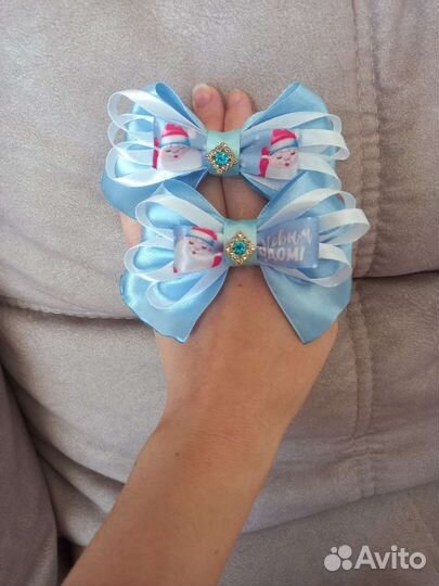 Резинка для волос из лент, бантики ручной работы