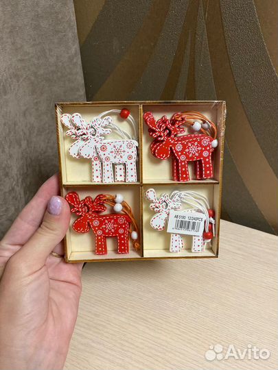 Игрушка новогодняя деревянная новая
