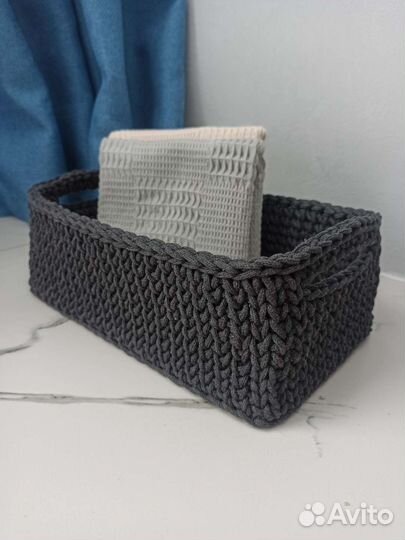 Вязаные корзинки ручной работы