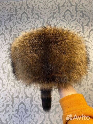 Шапка натуральная из меха канадского енота
