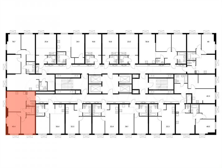 2-к. квартира, 49,4 м², 25/25 эт.