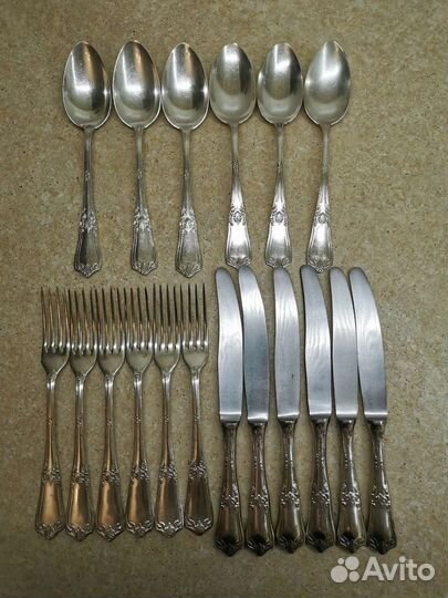 Набор столовых приборов СССР серебро