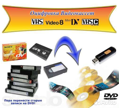 Оцифровка VHS кассет, mini DV кассет